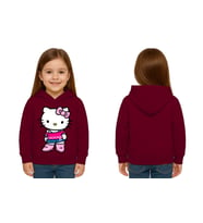 Unisex hello kity  Baskılı Çocuk Swaetshirt  Baskılı Kapüşonlu 3 İplik Şardonlu (Bordo)