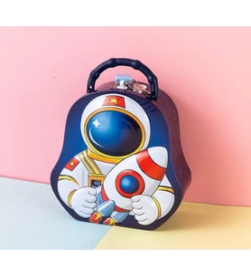 astronot Çantalı Ve Kilitli Çocuk Kumbarası Sevimli Kilitli Kumbara Metal Hediyelik kumbara (A)