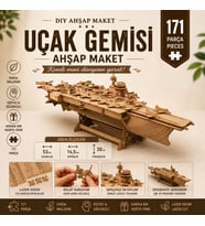 Uçak Gemisi Ahşap Maket Seti – DIY 3D Puzzle Deniz Kuvvetleri Koleksiyoner Modeli 171 Parça