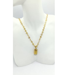 Pul Zincirli Gold Külçe Kolye