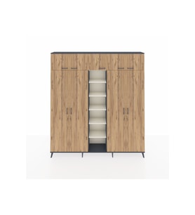 Arges Dolap 12 Raflı 9 Kapaklı 2 Askılı 220x30x243 Antrasit-Çam/Aytaşı