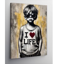 Kanvas Tablo I Love Life ve Retro Çocuk
