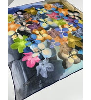 Fresh Soft Pamuk Eşarp - 05082 (Lacivert - Mavi - Neon Yeşil)