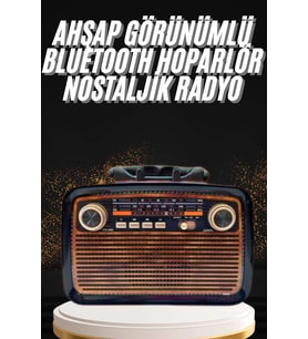 Nostaljik Görünümlü Ahşap Radyo Tf Sd Usb Girişli Led Fener Işıklı