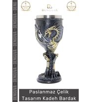 #Bardak Paslanmaz Çelik Dekoratif Tasarım Şık Lüks Dayanıklı Hediye 180 ML Kadeh Bardak 19*7 Cm
