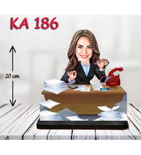 Kişiye Özel Ahşap Biblo - Masa Başı Karikatür Biblo - Kadın Biblo 12