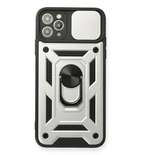 Newface Apple iPhone 11 Pro Kılıf Pars Lens Yüzüklü Silikon - Gümüş
