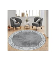 Eliana Home Baskılı, Yıkanabilir Kaymaz Taban Yuvarlak Halı LNA7323-HK105 120x120 cm (Gri)