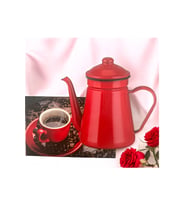 Emaye Kahve Demliği - 1,5 Litre (Büyük Boy)-kırmızı
