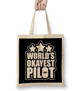 Funny World s Okayest Pilot Airplane Piloting Pun Bez Çanta Uzun Saplı