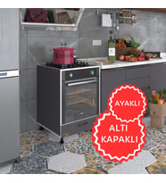 Kenzlife ankastre modülü kabini radon gri fırın ocak dolabı kapaklı ayaklı (Karışık)