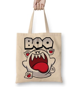 Süper Mario Boo Bez Çanta Uzun Saplı