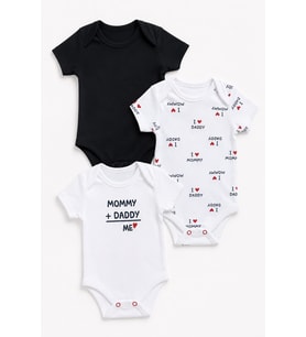 Mommy Daddy Yarım Kol Çıtçıtlı Bebek Badi Takım 3686