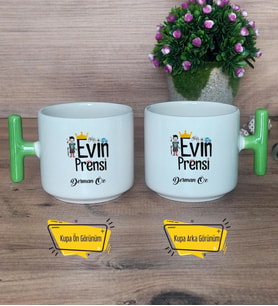 Evin Prensi Kupa Bardak T Yeşil Kulplu Erkek Kardeşe Abiye Çocuğa Doğum Günü Hediyesi