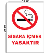Metal Sigara İçmek Yasaktır 15 cm x 20 cm Uyarı Levhası Yönlendirme Tabelası