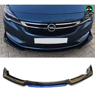 Opel Astra K Mavi Renkli Şeritli Dilli Ön Lip 4 Prç Parlak Siyah ABS