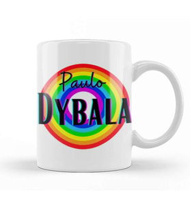 Paulo Dybala   Vintage Retro Rainbow Style Kupa Bardak Porselen