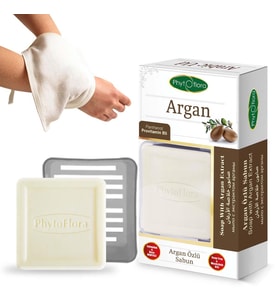 Phytoflora Argan Özlü Sabun Kese ve Sabunluk Hediyeli