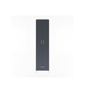 Hyperion Dolap 6 Raflı Tek Çekmeceli 2 Kapaklı 60x44x243 Antrasit-Antrasit