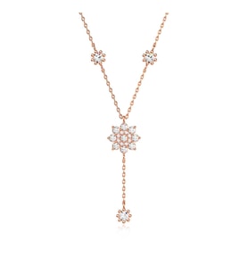 Sallantılı Çiçek Tohumu Rose Gümüş Kolye