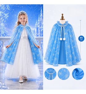 Kar Tanesi Desenli Elsa Pelerini - Astarlı Frozen Pelerini 85 Cm