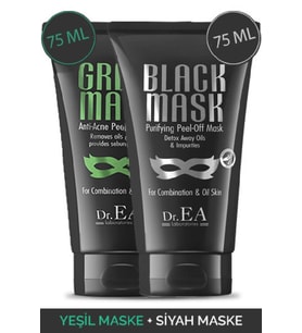 Dr. EA Soyulabilir  Siyah Maske ve Soyulabilir Yeşil Maske 2'li Özel Set 75 ml