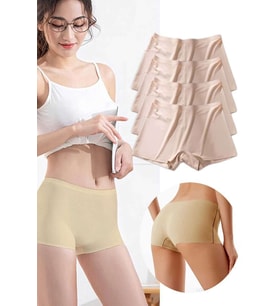 4 Adet Kadın Dikişsiz Görünmez İz Yapmaz Mini Şort Boxer Ten