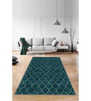 Zümrüt Fas Desen Kaymaz Tabanlı Dekoratif Halı RV160 - 100 x 160 cm