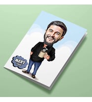 Kişiye Özel Kahve İçen Erkek Karikatürlü Tebrik Kartı