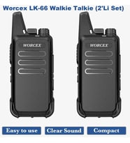 Worcex LK-66 Açık Alan 15Km Mesafeli Pmr Telsiz (2'li Paket) (Siyah)