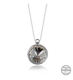 Swarovski Crystal Taşlı Çerçeveli Gümüş Kadın Kolye