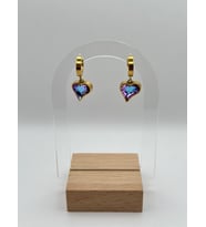 Arnes Jewelry Çelik Renkli Zirkon Taşlı Kalpli Küpe (Gold)