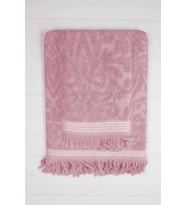 2 Parça Jakarlı Banyo Havlu Takımı %100 Pamuklu 90x150 Cm Arden Pembe