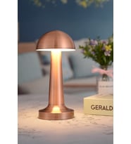 Retro Mantar Tasarımlı Rosegold Şarjlı Dokunmatik Masa Lambası (Krem)