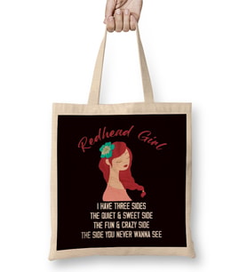 Redhead Girl Three Sides Ginger Red Orange Hair Irish Bez Çanta Uzun Saplı