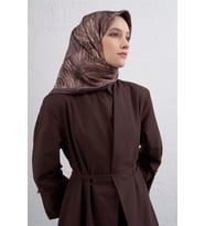 Armine Tivil Saf İpek Eşarp 9430 - 36 Kahverengi Karışık Desen