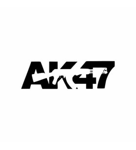 ak47 sticker siyah 20x10 CM (Siyah-Siyah)