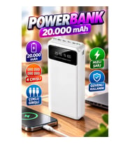 20.000 mAh Powerbank – 4 Çıkışlı Çoklu Girişli Taşınabilir Şarj Cihazı Siyah