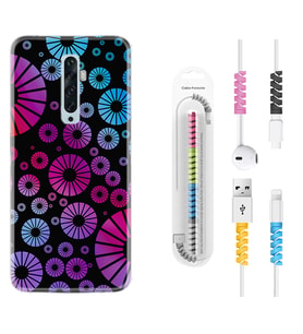 Oppo Reno 2Z 4 Lite 4 Pro 5 6 7 A31 Kılıf Kablo Koruma Spiral Silikon Daireler 1751