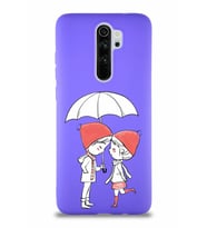 Xiaomi Redmi Note 8 Pro Soft Premier Kapak Aşk Tasarımlı Silikon Kılıf - Mor (Şeffaf)