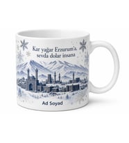 Erzurum Kar Temalı Kahve Kupası Özel Tasarım Baskılı Kupa Bardak Hediye