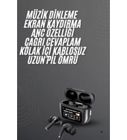Kulak İçi Bluetooth Kulaklık Ekranlı Müzik Dinleme Çağrı Cevaplama Siyah