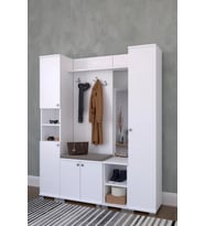 Montana Aynalı 5 Kapaklı Portmanto Takımı, Askılık, Vestiyer Beyaz