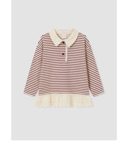 LCW Kids Bordo Polo Yaka Çizgili Kız Çocuk Sweatshirt