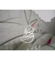 Gümüş  Origami Tilki Kolye
