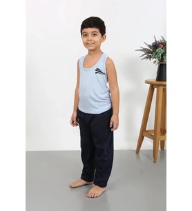 pilelistore- Erkek Çocuk Sıfır Kol Penye Pijama Takım Mavi