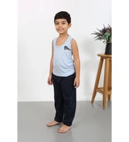 pilelistore- Erkek Çocuk Sıfır Kol Penye Pijama Takım Mavi