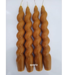 qosrix 4'lü Hardal Sarısı Italyan Burgulu Şamdan Soya Mumu Doğal Kokulu Uzun Çubuk Konik Burgu Mum Spiral Dekoratif