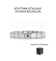 Çelik İtalyan Charmlı Kemal Atatürk Fotoğraflı Çelik Bileklik Lazer İle Yapılır