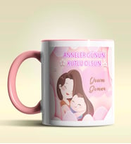 Kişiye Özel Anneler Günün Kutlu Olsun 15 Tema Pembe Kupa Bardak (Pembe)